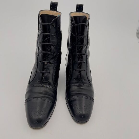 Vintage Joan Helpern Signature Black Leather Victorian Style Boot Gothic Sz 6 - Picture 2 of 10